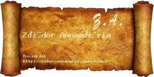 Zádor Annamária névjegykártya